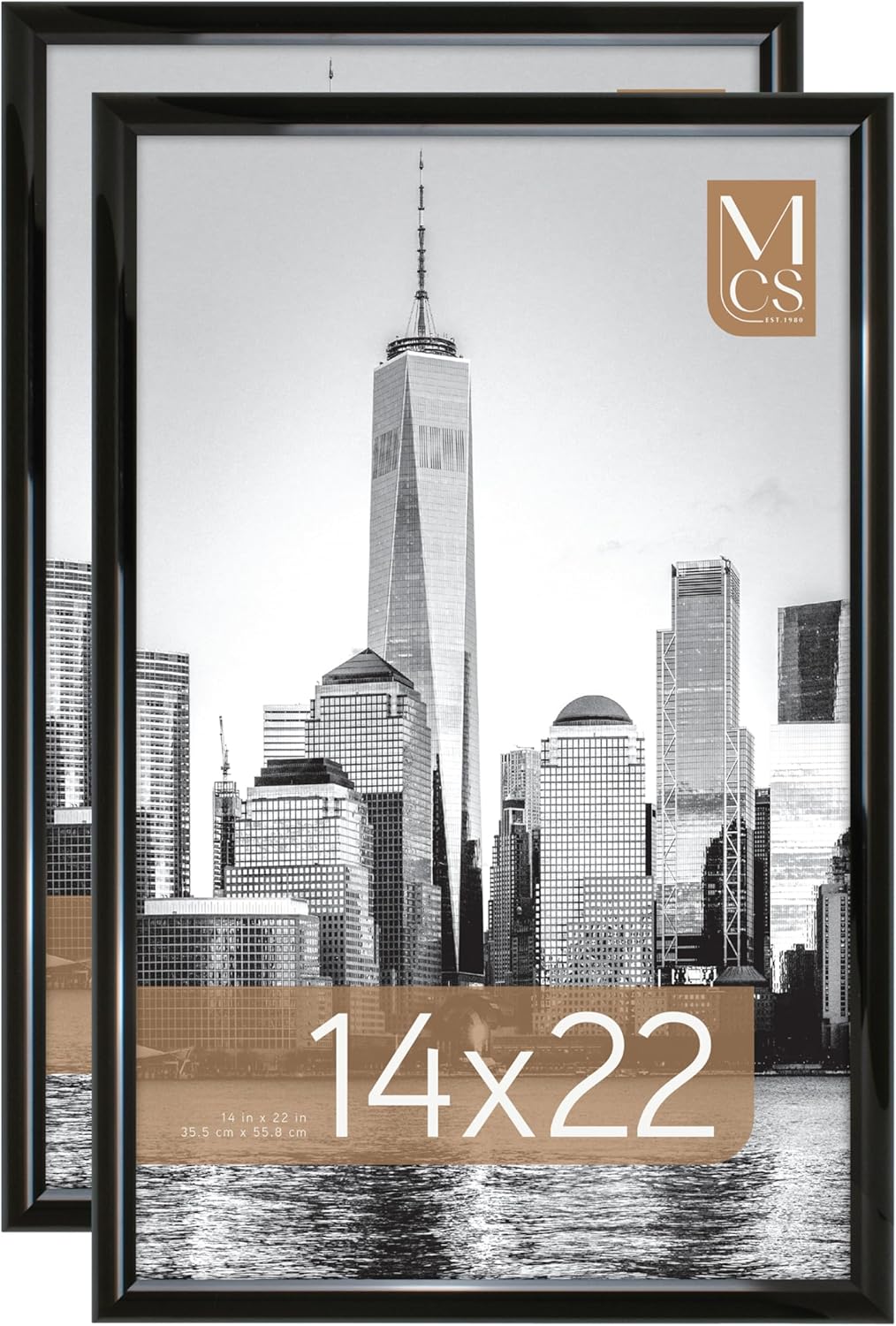 MCS Trendsetter 24x36 Poster Frame Black High-Gloss, Vertical & Horizontal Wall Hanging Large Picture Frame for Photos, Posters & Art Prints (1-Pack)