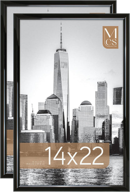 MCS Trendsetter 24x36 Poster Frame Black High-Gloss, Vertical & Horizontal Wall Hanging Large Picture Frame for Photos, Posters & Art Prints (1-Pack)