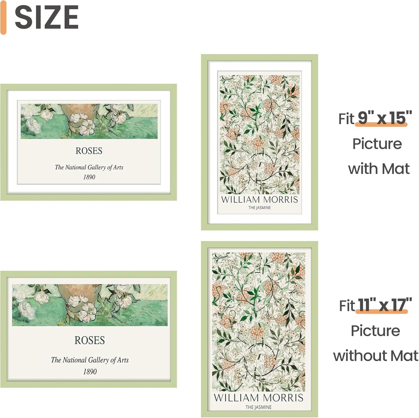 upsimples 8x10 Picture Frame, Display Pictures 5x7 with Mat or 8x10 Without Mat, Wall Hanging Photo Frame, Black, 1 Pack - Colors B