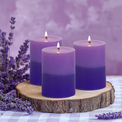 KONNI Coffee Layered Pillar Candles Set of 3, 3"x 4" Unscented Pillar Candles Bulk, 39 Hours Long Burning Candles, Smokeless&Dripless Round Candle for Wedding, Home Decoration, Parties, Spas, Dinner