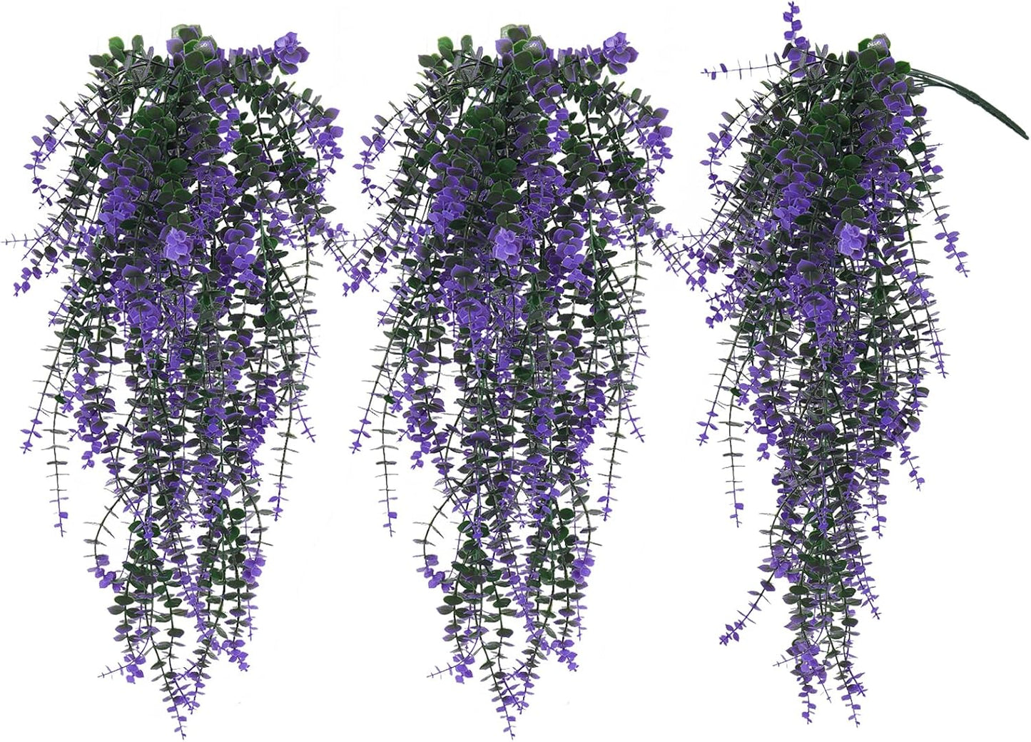 RECUTMS Artificial Hanging Plants Fake Hanging Plant Faux Eucalyptus Leaf Greenery Vine Outdoor UV Resistant Plastic Plants Home Garden Wedding Party Indoor Outdoor Decorations(White)