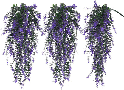 RECUTMS Artificial Hanging Plants Fake Hanging Plant Faux Eucalyptus Leaf Greenery Vine Outdoor UV Resistant Plastic Plants Home Garden Wedding Party Indoor Outdoor Decorations(White)