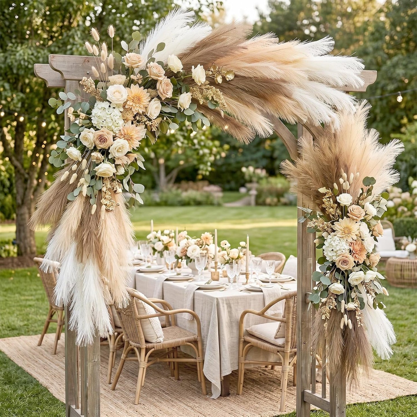 30pcs Pampas Grass Decor,21" Artificial Pompous Grass Bulk,Small Vase Filler Pompas Grass for Home Wedding Living Room Wall Party Decoration (Beige,Light Brown, 21 Inch 30 Pcs)