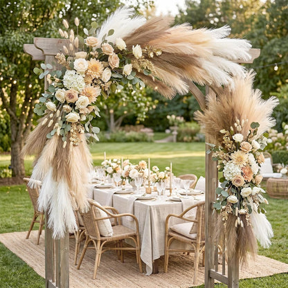 30pcs Pampas Grass Decor,21" Artificial Pompous Grass Bulk,Small Vase Filler Pompas Grass for Home Wedding Living Room Wall Party Decoration (Beige,Light Brown, 21 Inch 30 Pcs)