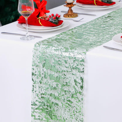 Snowkingdom 2 Pieces Gold Table Runner, Sequin Glitter Foil Metallic Thin Mesh Runner Roll 11"x108", Gold Table Decorations for Event Party, Wedding, Birthday Party, Christmas