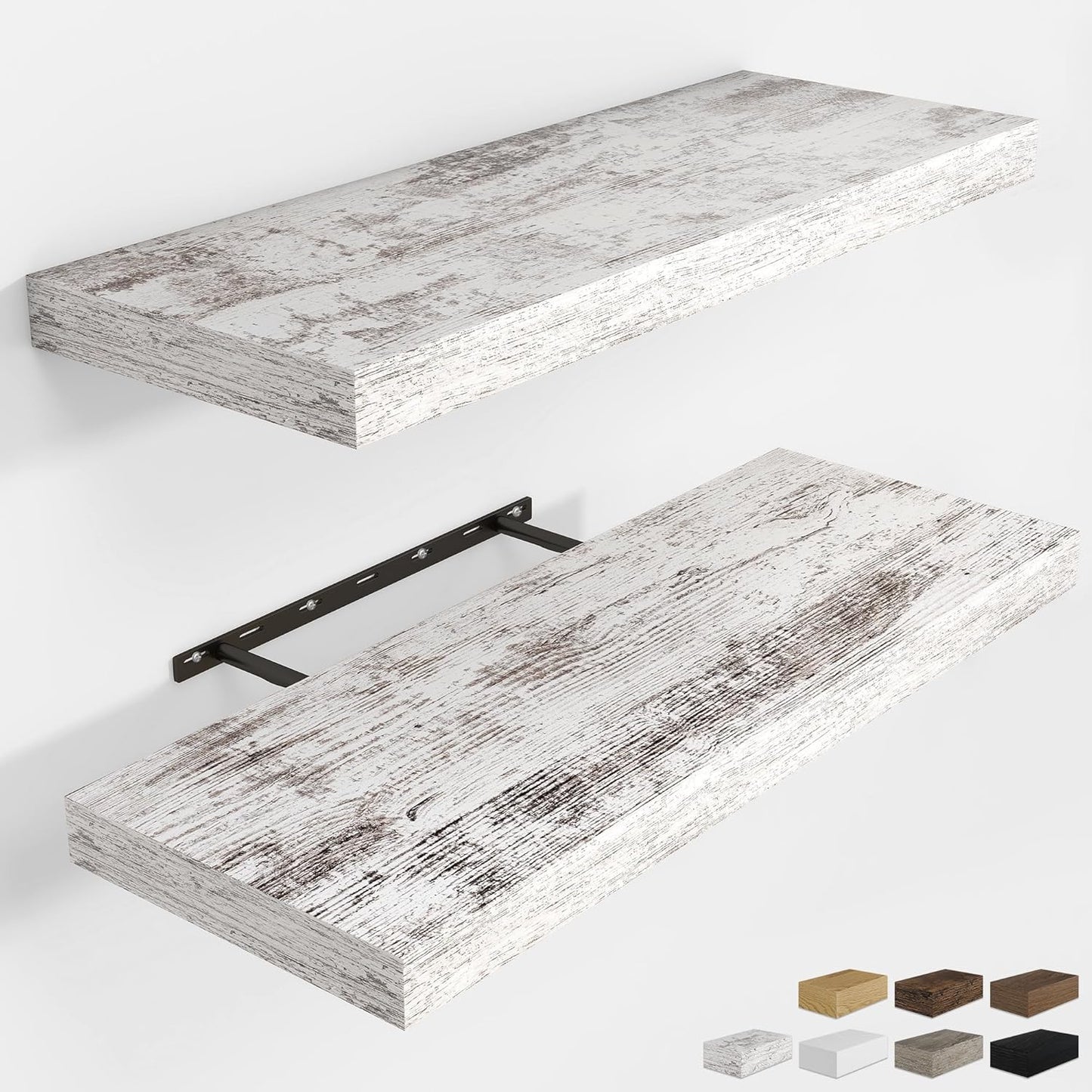 RICHFOCUS 72Inch Floating Shelves for Wall 2 Pack Shelves for Bedroom|Kitchen|Bathroom Wall Mounted Rustic Wood Floating Shelf with Invisible Brackets for Books|Storage|Decor, Rustic Brown