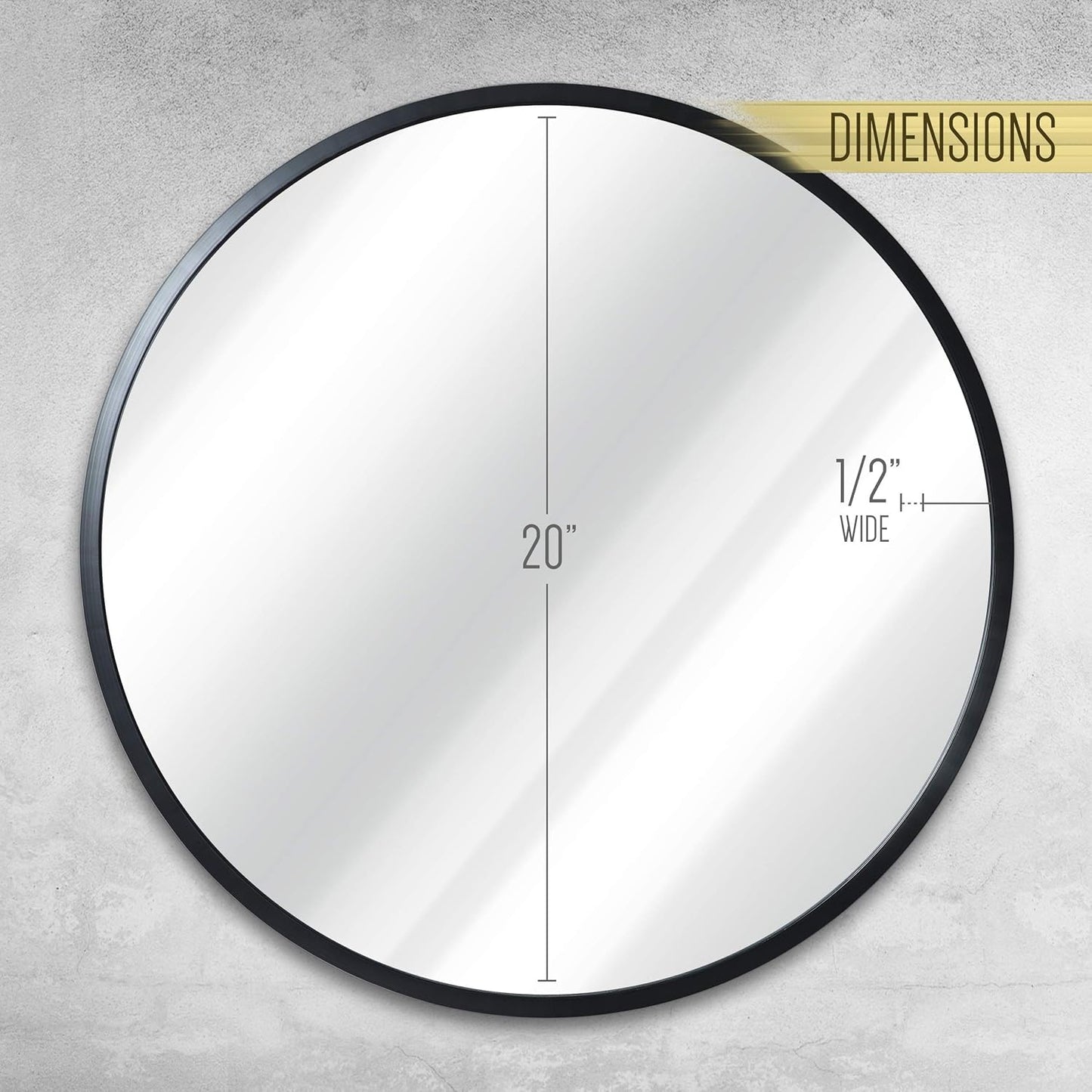 Gold Circle Wall Mirror 24 Inch Round Wall Mirror for Entryways, Washrooms, Living Rooms and More (Gold, 24")