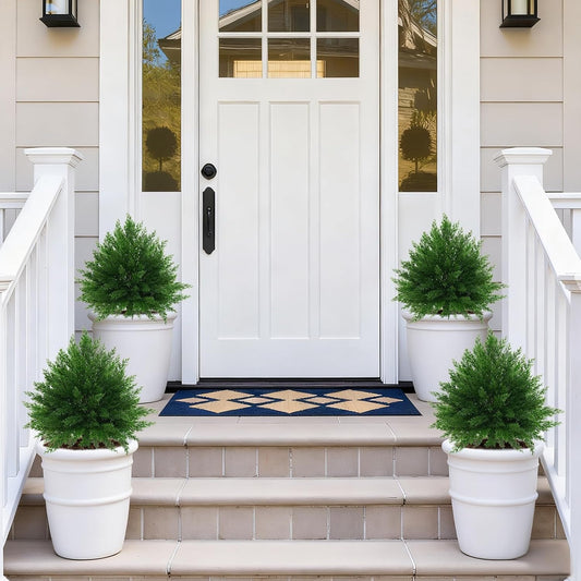 Artificial Lavender Topiary Ball Trees, 2 Set of UV Resistant Fake Evergreen Shrubs Bushes Plants with Ground Spike, Fake Plants for Outdoor Indoor Front Porch Garden