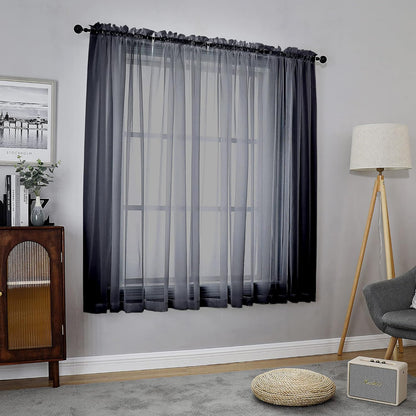 Chyhomenyc Sheer White Valances for Windows 2 Pack, Small Window Curtains for Living Room Bathroom Cafe Laundry Basement, Modern Top Dual Rod Pocket Voile Curtain, 42W x 14L inches, White - Colors B