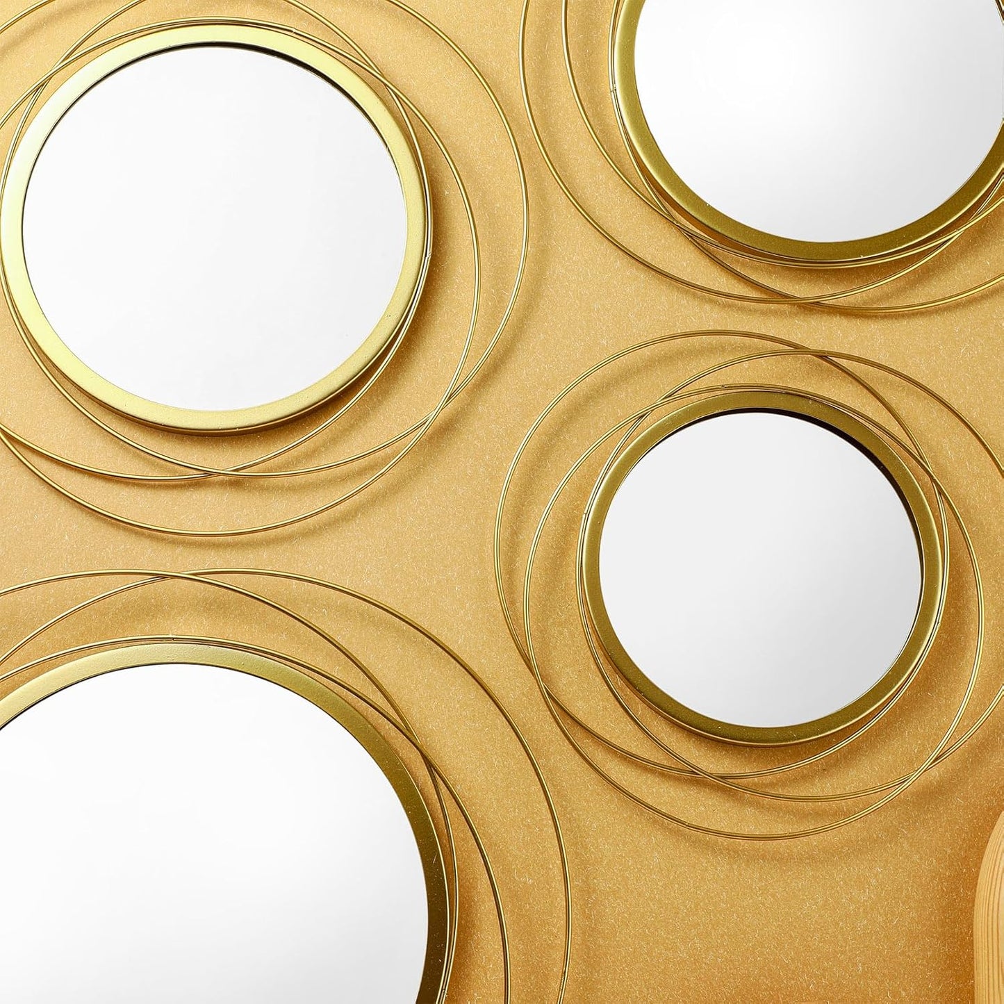Hicarer 4 Pcs Decorative Wall Mirror Round Modern Circle Mounted Mirror Metal Wall Art Decor for Bedroom Living Room Entryway Dining Room Hallway(Gold)
