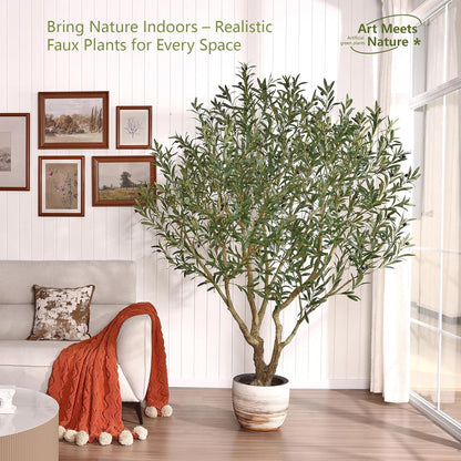 Verinatural Olive Tree Artificial Indoor 6ft - UV Resistant Large Fake Plants - Realistic Faux Olive Tree in Pot - Tall Artificial Plants Outdoor for Home, Patio, Living Room, Office Decor,VN138