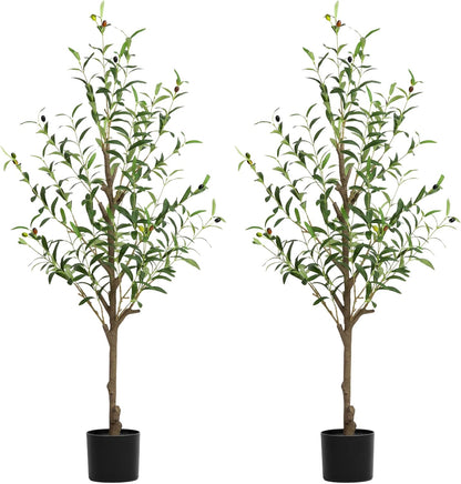 Olive Tree Artificial Indoor, 7 FT Faux Olive Trees with Planter, Fake Tall Plants with Natural Trunk and Lifelike Fruits for Home Office Decor(1, 7FT)