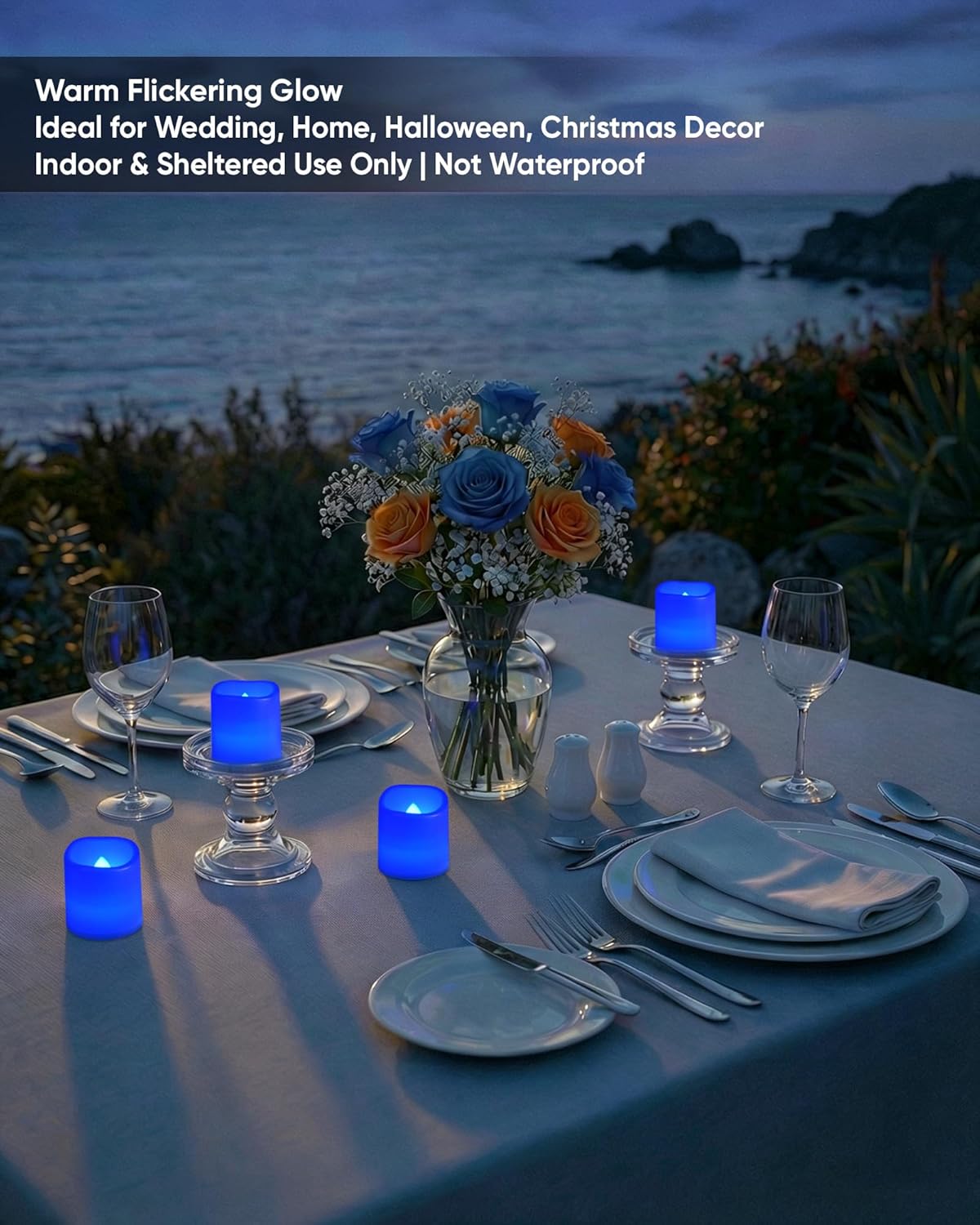 Homemory 24Pack Flickering Flameless Votive Candles,200+Hour Electric Fake Candles,Battery Operated LED Tealight for Wedding,Outdoor,Table,Halloween,Christmas Decor(Warm White,Battery Included)