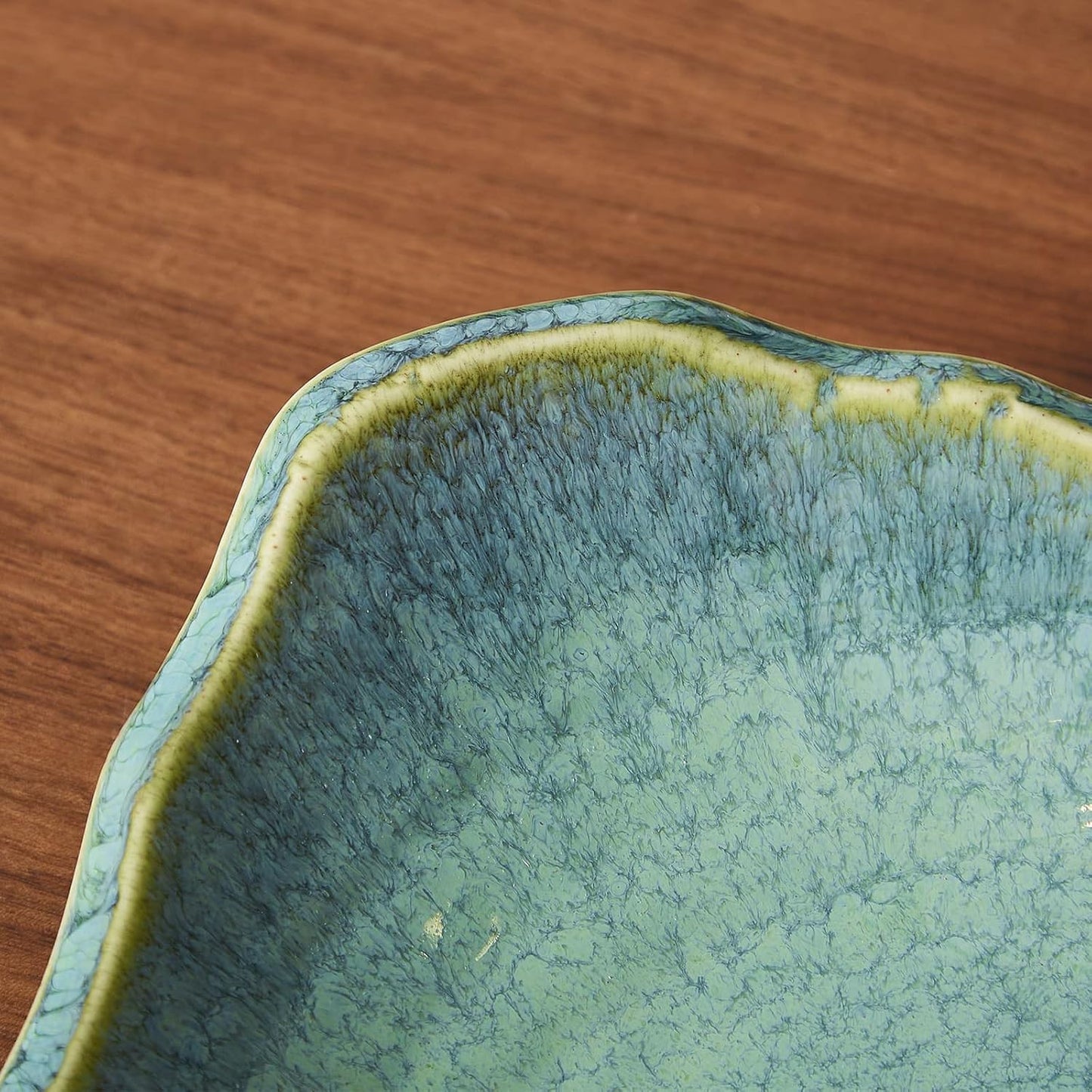 Large Ceramic Decorative Bowl – Blue Reactive Glaze Centerpiece Bowl, Modern Coffee Table Decor Dish, Entryway Catchall Key Bowl, Decorative Fruit Bowl for Dining Table Living Room (12” Dish)