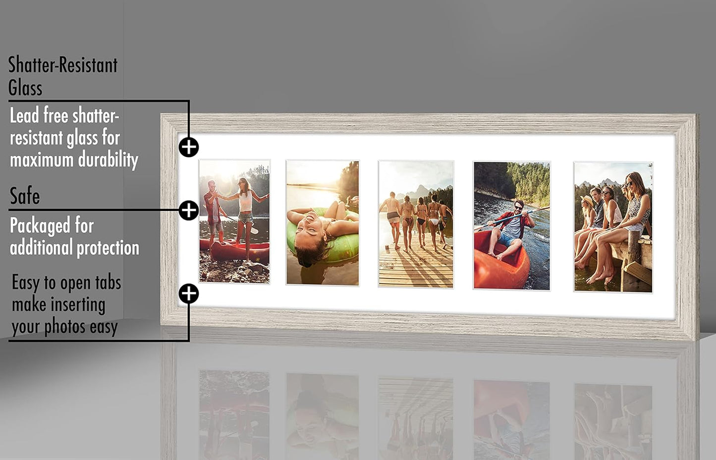 Americanflat 4x6 Collage Picture Frame with Shatter-Resistant Glass - Fits Five 4x6 Photos or Use as One 11x14 Picture Frame - Signature Collection - Collage Frames for Wall Display - Black