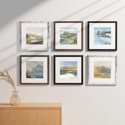 Vittanly 8x10 Picture Frames Set of 9, Shatter Resistant Plexiglass, Display 5x7 Pictures with Mat or 8x10 without Mat, Photo Frames for Wall or Tabletop, Engineered Wood, Black - Colors B