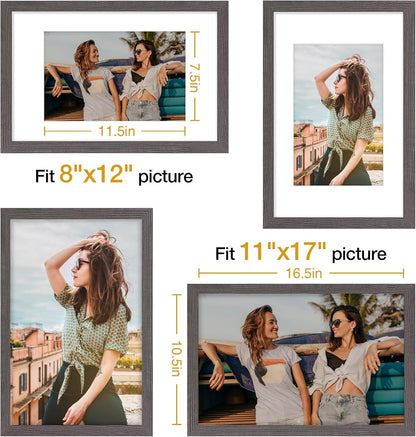 Vittanly 11x14 Picture Frame, Display Pictures 8x10 with Mat or 11x14 without Mat, Photo Frame for Wall Mounting, Black, 1 Pack - Colors B