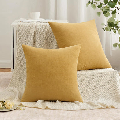 MIULEE Olive Green Couch Pillow Covers 18x18 Inch, Set of 2 Soft Chenille Decorative Square Throw Pillow Covers Farmhouse for Sofa Living Room Bed