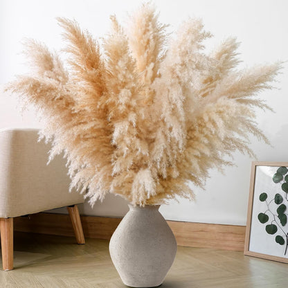 65PCS Pampas Grass Decor, Including pompas Floral, Reed Dried Grass and Bunny Tails Dried Flowers, Natural Dried Pampas Grass Bouquet for Boho Decor Wedding, Home Decoration
