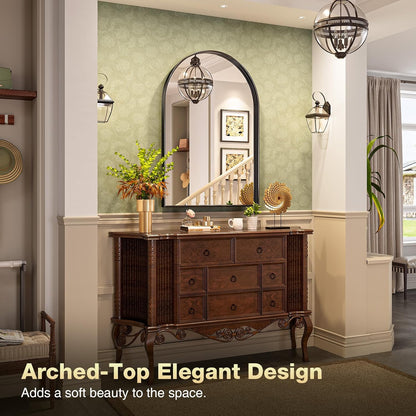 Brightify Arched Mirror, Arched Wall Mirror, 24 x 32 Inch Silver Arch Mirror, Metal Frame Silver Bathroom Mirror, Arched Top Bathroom Vanity Mirror for Living Room Bedroom Mantel Entryway Hallways