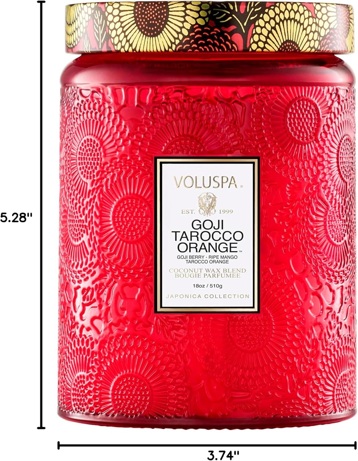 Voluspa Baltic Amber Candle, 18 oz, Coconut Wax Blend, Scented Candles for Home, 100 Hour Burn Time, Candle Jar