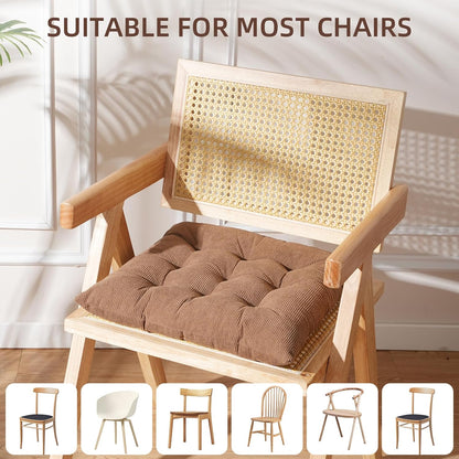 HLOVME Corduroy Chair Cushion with Ties Ultra Soft Warm Floor Cushion for Kids Reading Nook Comfortable Square Seat Cushion for Adult 15.7”x15.7”, White