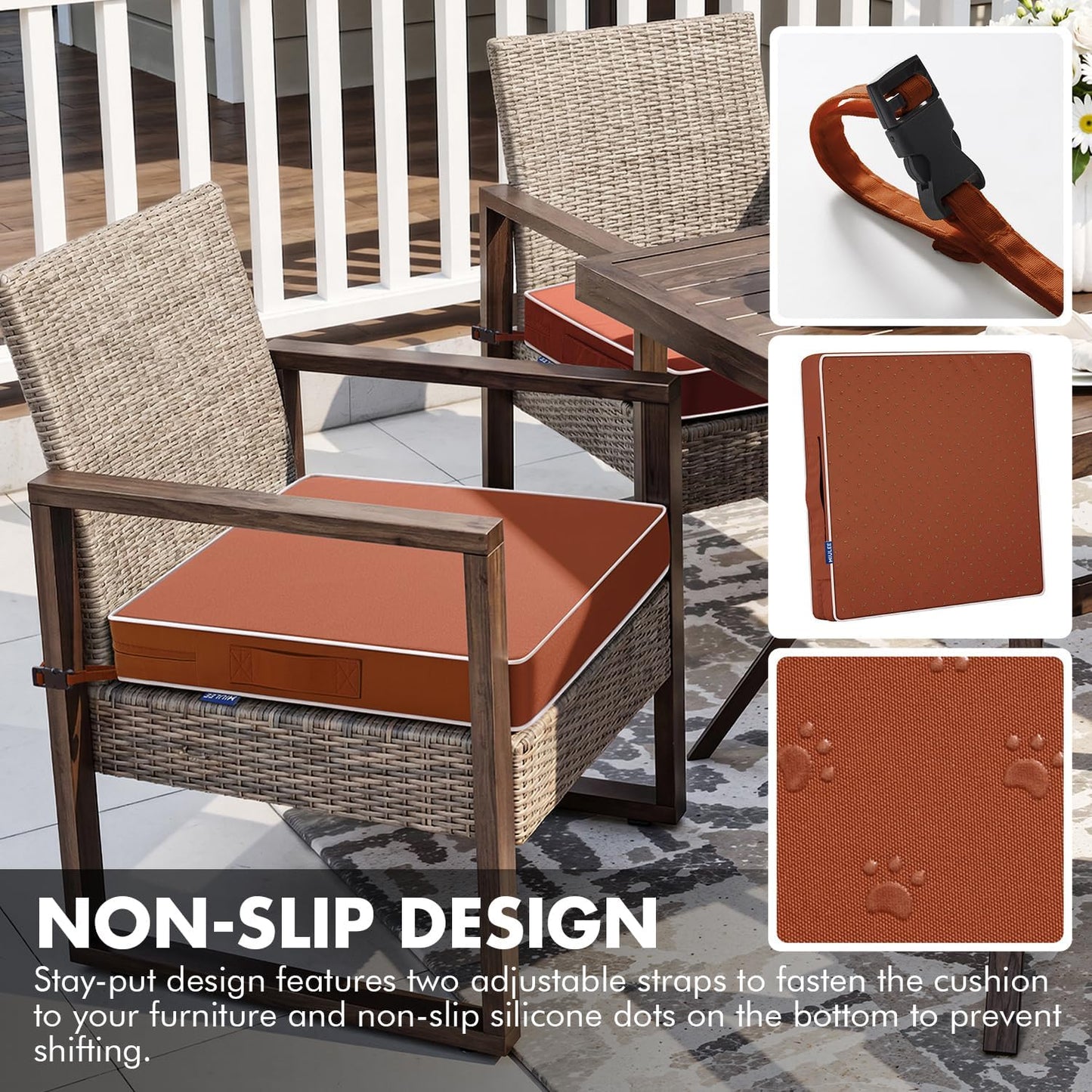 MIULEE Navy Blue 48 x 18 x 3 Outdoor Bench Cushion Waterproof Patio Chair Cushion with Adjustable Straps Set of 1 for Swing Patio Furniture 3-Year Color Fastness Garden Sofa Couch