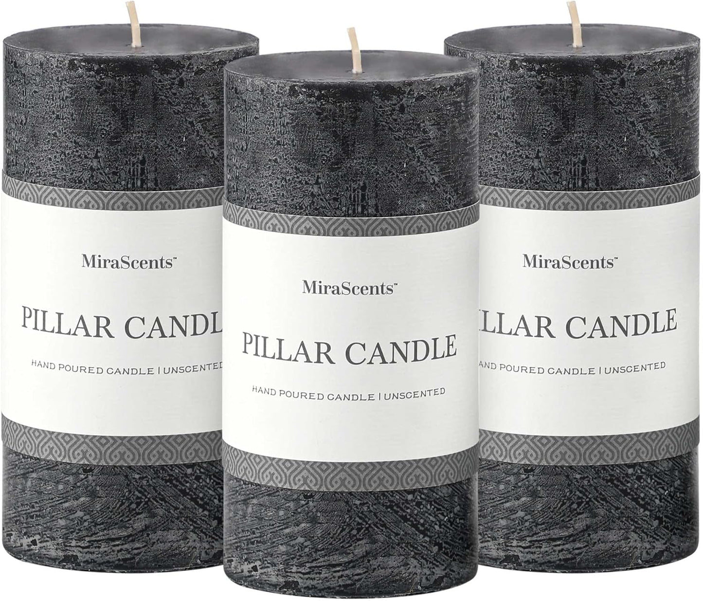 3x6 Inch Sage Green Pillar Candles Set of 3 - Unscented Spring, Long Clean Burning, Large Smokeless Dripless for Home Decor, Dinner Table, Bathroom, Rustic Decor