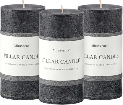 3x6 Inch Sage Green Pillar Candles Set of 3 - Unscented Spring, Long Clean Burning, Large Smokeless Dripless for Home Decor, Dinner Table, Bathroom, Rustic Decor