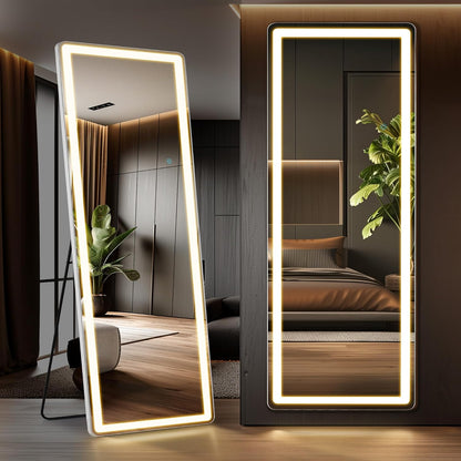 Mirror Full Length, Upgraded 16"x59" Body Wall Mirrors with Shatter-Proof Glass, Floor Standing, Hanging or Leaning, Tall Mirror with Stand Aluminum Alloy Frame for Bedroom Cloakroom