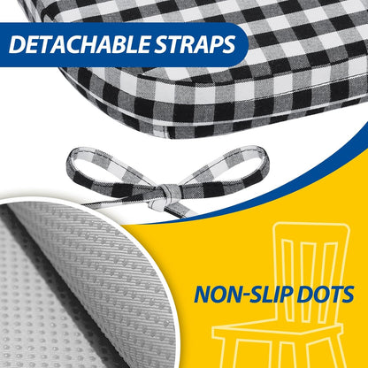 AAAAAcessories D-Shaped Chair Cushions, 2" Thick Dining Chair Pads with Ties and Removable, Machine-Washable Cover, 17" x 16", Set of 4, Oatmeal Beige - Colors B