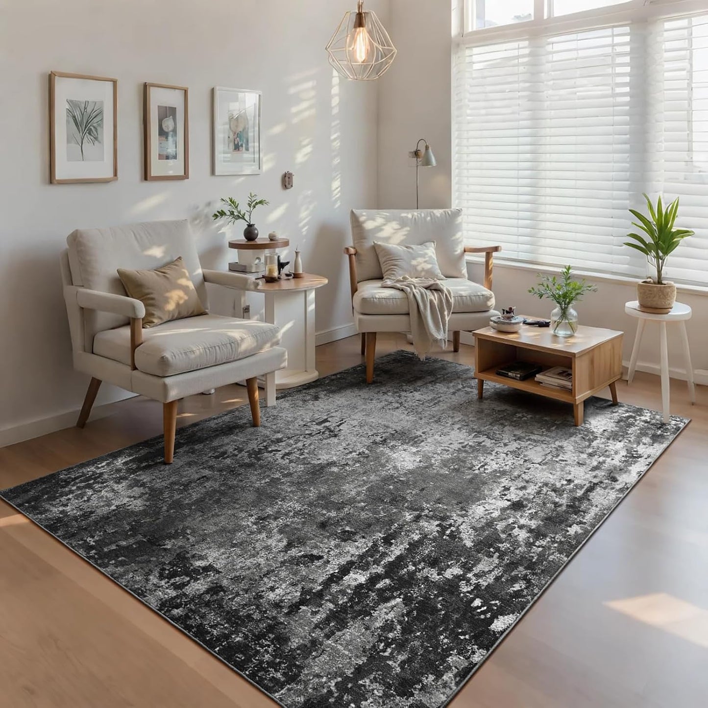 Ompaa 2x6 Rug Runners for Hallways Kitchen Runner Rug Non Slip Washable Grey Long Runner Rugs with Rubber Backing Soft Abstract Carpet Runner for Hallways, Kitchen, Bedroom, Bathroom, Entryway - Colors A