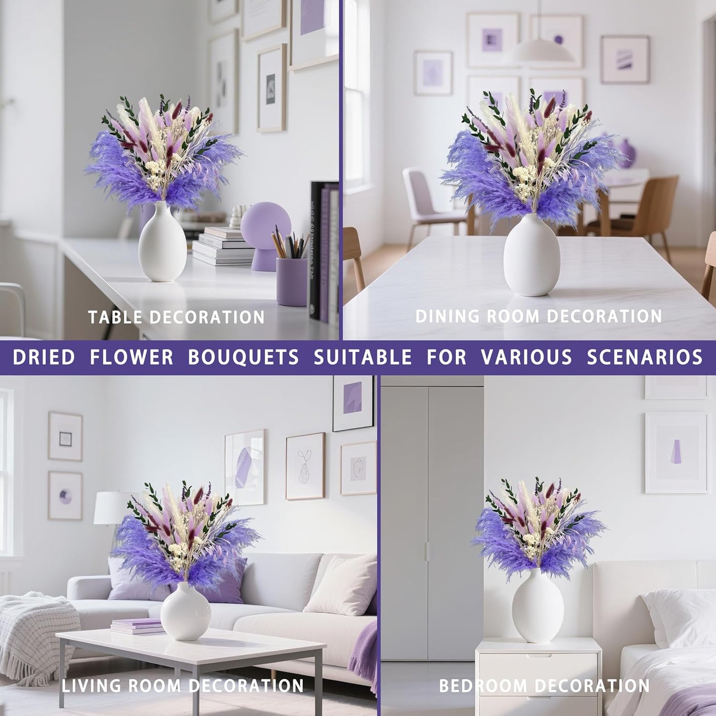 Natural Dried Flower Bouquet - 17" Boho Style Mixed Pampas Grass Ideal for Home Decor, Wedding Decor, Bridal Bouquets, Floral Arrangement, Event Centerpieces, Table Decor