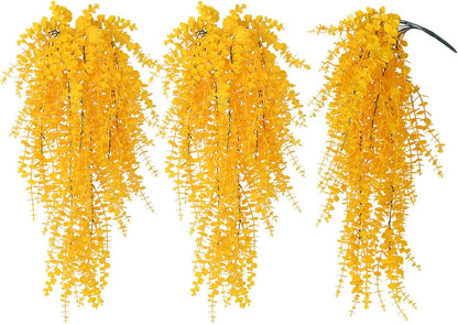 RECUTMS Artificial Hanging Plants Fake Hanging Plant Faux Eucalyptus Leaf Greenery Vine Outdoor UV Resistant Plastic Plants Home Garden Wedding Party Indoor Outdoor Decorations(White)