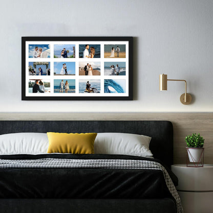 DUENPY 14x26 Collage Picture Frame 4x6 Collage Picture Frame Displays Twelve 4x6 inch Photos Available Horizontal Wall Mounting Display and Vertical Black - Colors B