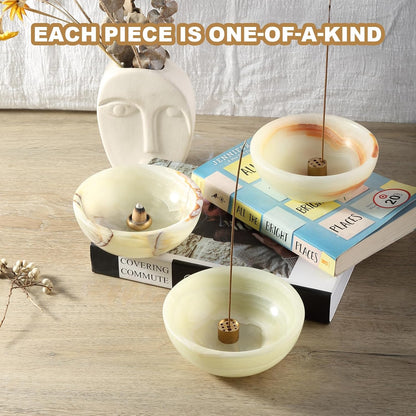 Koville Italian Travertine Incense Holder, 6" Incense Holders for Sticks, Sturdy Incense Burner Ash Catcher, Ideal for Meditation, Relaxing, Easy to Clean