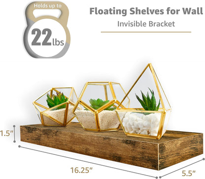 Sorbus Floating Shelves for Wall – 16 Inch Floating Shelf for Kitchen, Bedroom, Living Room, Bathroom, Home & Wall Decor - Mounted Bathroom Shelves with Invisible Brackets (Maple Wood, 2 Pack)
