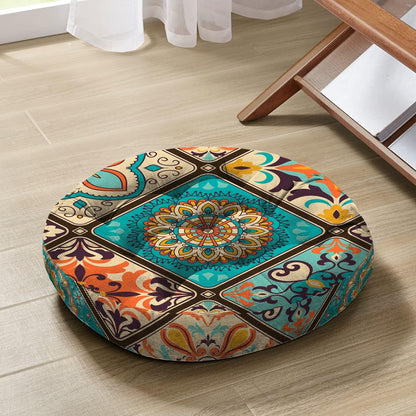 Mandala Meditation Cushion, Boho Meditation Mat, Meditation Pillows for Sitting on Floor, Cushions for Sitting in Home and Outdoor, Square Floor Pillow Cushion Seating for Yoga Accessories 22'' X 22''