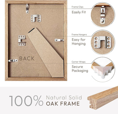 5x7 Picture Frame, Solid Oak Wood 5 x 7 Photo Frame with Mat to 4x6, 7x5 Picture Frames for Wall and Tabletop Display, (Walnut Set of 1)