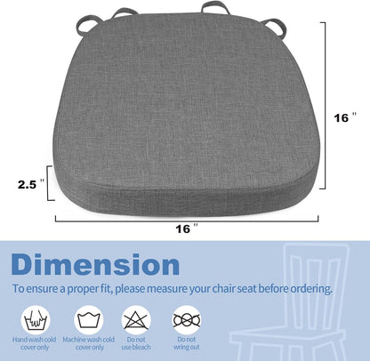 BUYUE Thickened 2.5" Friendly Woven Fabric Dining Chair Cushion, U-Shape High Density Foam Comfortable Chair Pad for Kitchen, Slip Resistant Indoor Seat Cushion (1 Piece, Dark Gray)