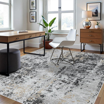 8x10 Area Rugs for Living Room Rug Washable: Abstract Large Rug for Dining Room Bedroom Carpet Non Slip 8 by 10 Indoor Modern Nursery Home Office Blue Grey