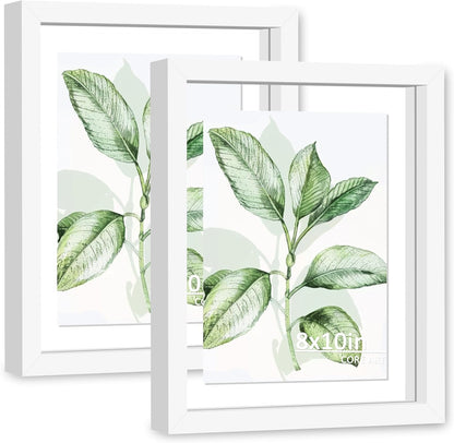 CORE ART 8x10 Floating Picture Frame,Double Plexglass Floating Frame for 5x7,4x6 Pictures,Wall or Tabletop Display,Black