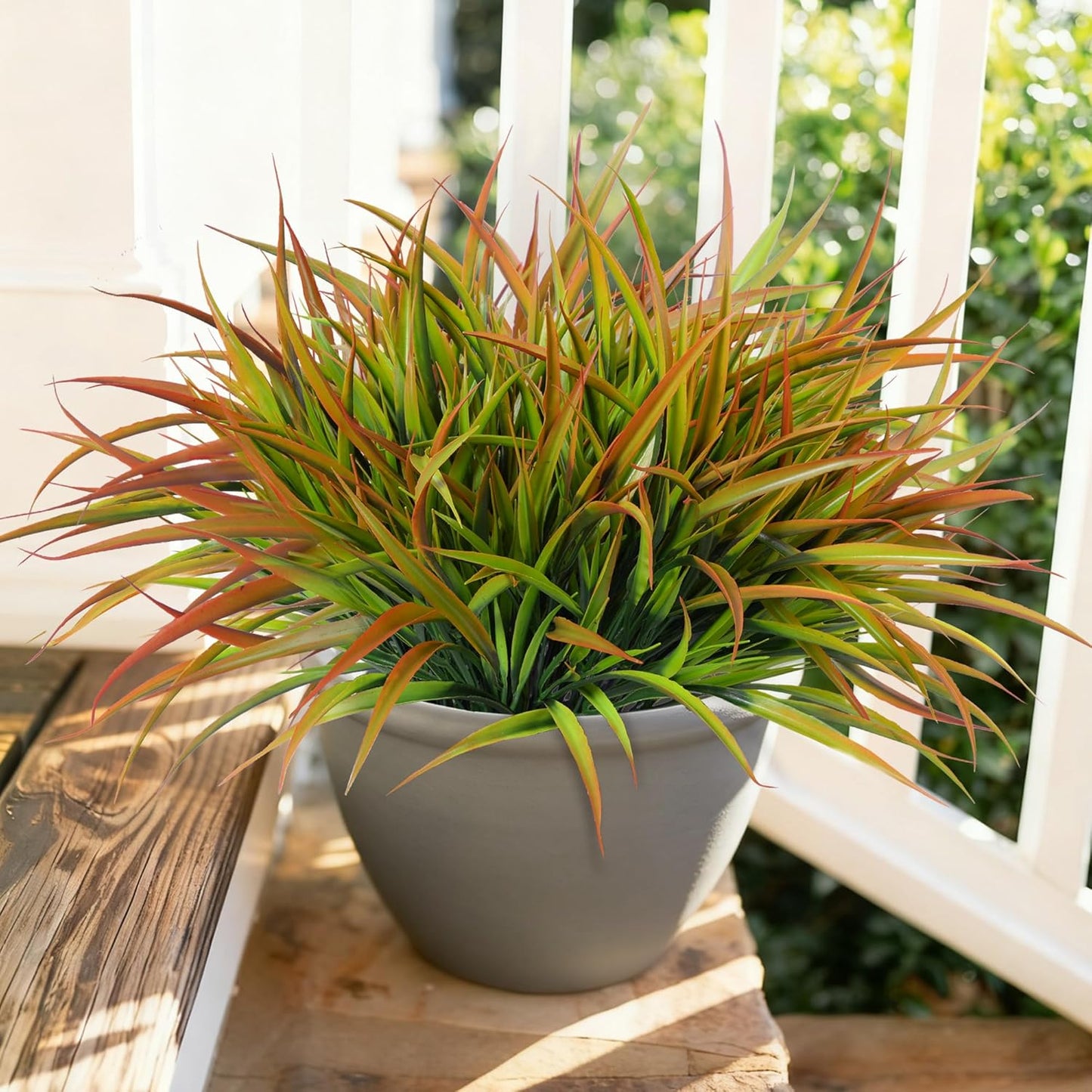 Ivydale 12Pcs Fake Plants Outdoor Artificial Plastic Grass Spring Decoration UV Resistant Faux Greenery Stems Bushes Outside Fake Plants for Planters Patio Porch Window Box Pathway Garden Home Decor