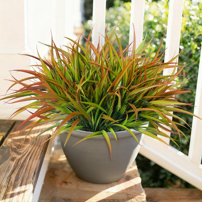 Ivydale 12Pcs Fake Plants Outdoor Artificial Plastic Grass Spring Decoration UV Resistant Faux Greenery Stems Bushes Outside Fake Plants for Planters Patio Porch Window Box Pathway Garden Home Decor