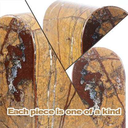 Koville African Natural Marble Bookends for Shelves, Non-Slip Book Ends, 13LBS Ultra Heavy Duty Marble Book Holder Organizer, Apartment Decor for Movies/CD/Video Games(Namib Fantasy)