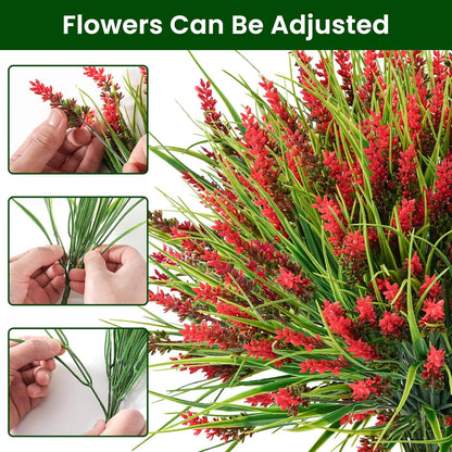20 Bundles Artificial Plants Outdoor, UV Resistant Fake Flowers， Realistic Faux Lavender Shrubs for Porch Garden Window Box Home Decoration (Purple)