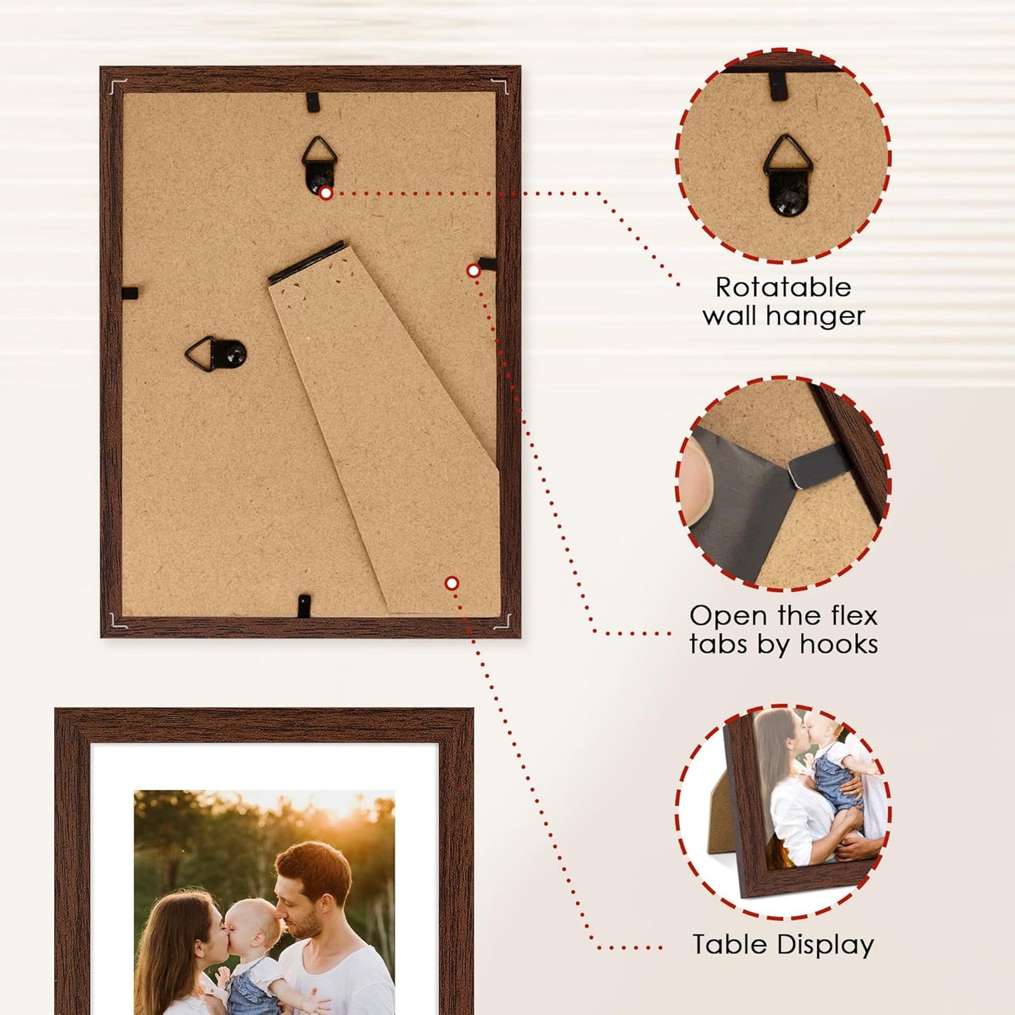 FIXSMITH 10 Pack Picture Frames Collage Wall Decor for Mounting or Tabletop Display, Gallery Wall Frame Set with Two 8x10 Black Frames, Four 5x7 Frames and Four 4x6 Frames, Multi-Pack Photo Frame Set
