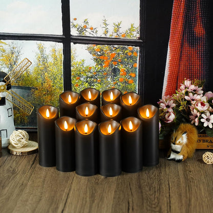 Nimiko Flameless Candles with Remote, Battery Operated Flickering Flameless Candles, LED Candles with Timer 2/4/6/8H, with Realistic LED Candles Set of 9 (D3 x H 3" 4" 5" 6" 7") (Ivory)