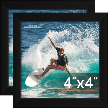 FIXSMITH 8x10 Picture Frame Set of 2, Photo Frame with HD Plexiglass, Display Pictures 5x7 with Mat or 8x10 Without Mat Multi Picture Frames Collage for Tabletop or Wall Display, Black