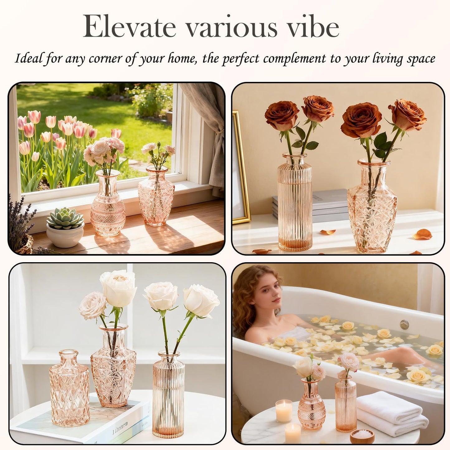 Clear Glass Bud Vase Set of 12 Pcs,Small Bud Vases in Bulk,Glass Crystal Flower Vases Table Centerpieces for Party Event Wedding Decor Baby Shower Decorations (Clear, 12 Pcs)